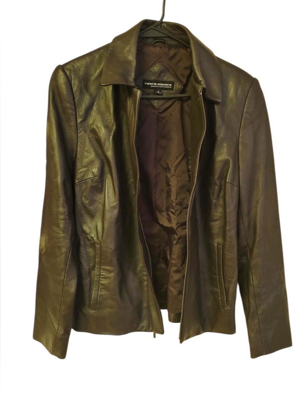 Valerie Stevens Women's Espresso Brown Genuine Lambskin Leather Jacket, Sz S